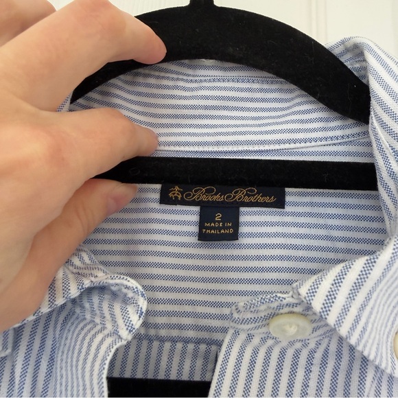 Brooks Brothers Women's Blue and White Striped Long Sleeve Shirt Dress Size 2 - Picture 5 of 10